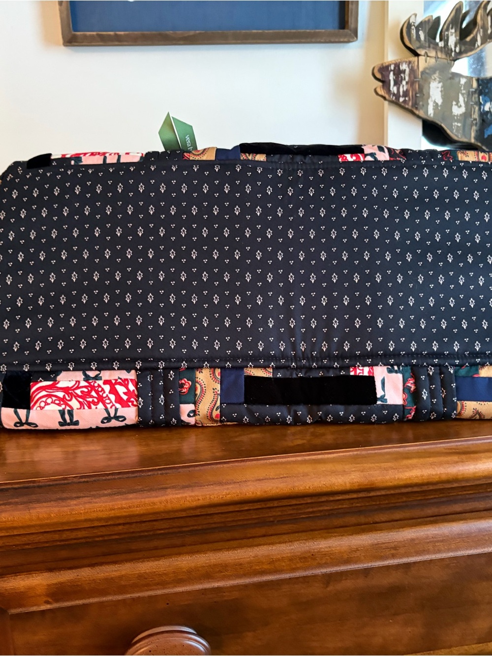 Vera Bradley Patchwork Quilted Tote in Navy, Red, Pink - Picture 2 of 4